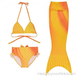 Wocharm 3PCS Kids Girls Mermaid Swimmable Tail Bikini Set Swimwear Swimsuit Bathing Suit Yellow B0776SCHSG